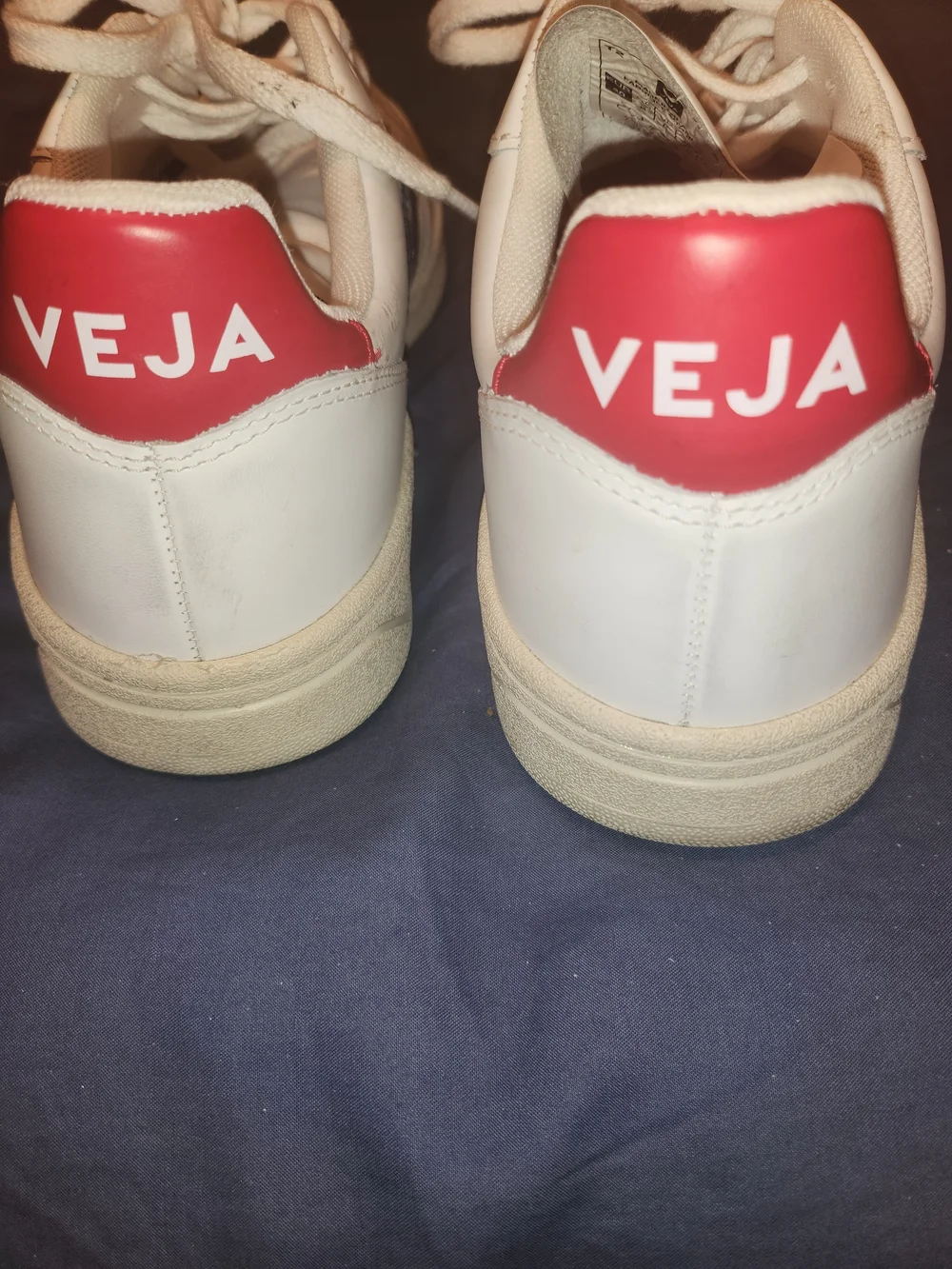 Veja Women's White Sneakers with Red Heel Patch